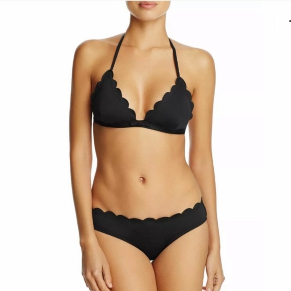 NWT Kate Spade black scalloped bikini set XL